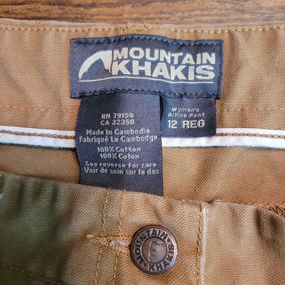 Mountain Khakis Alpine Pants Size 12 Double Knee Tan Canvas Outdoor Gorpcore - Picture 4 of 10